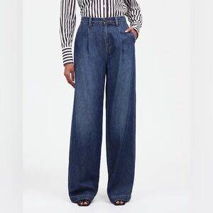 Madewell The Harlow Wide Leg Jeans Womens Size 26 Airy Denim Pleated Edition